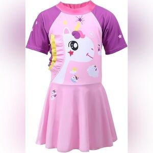 Little girl Pink unicorn swim dress 2T new in package SPF 50